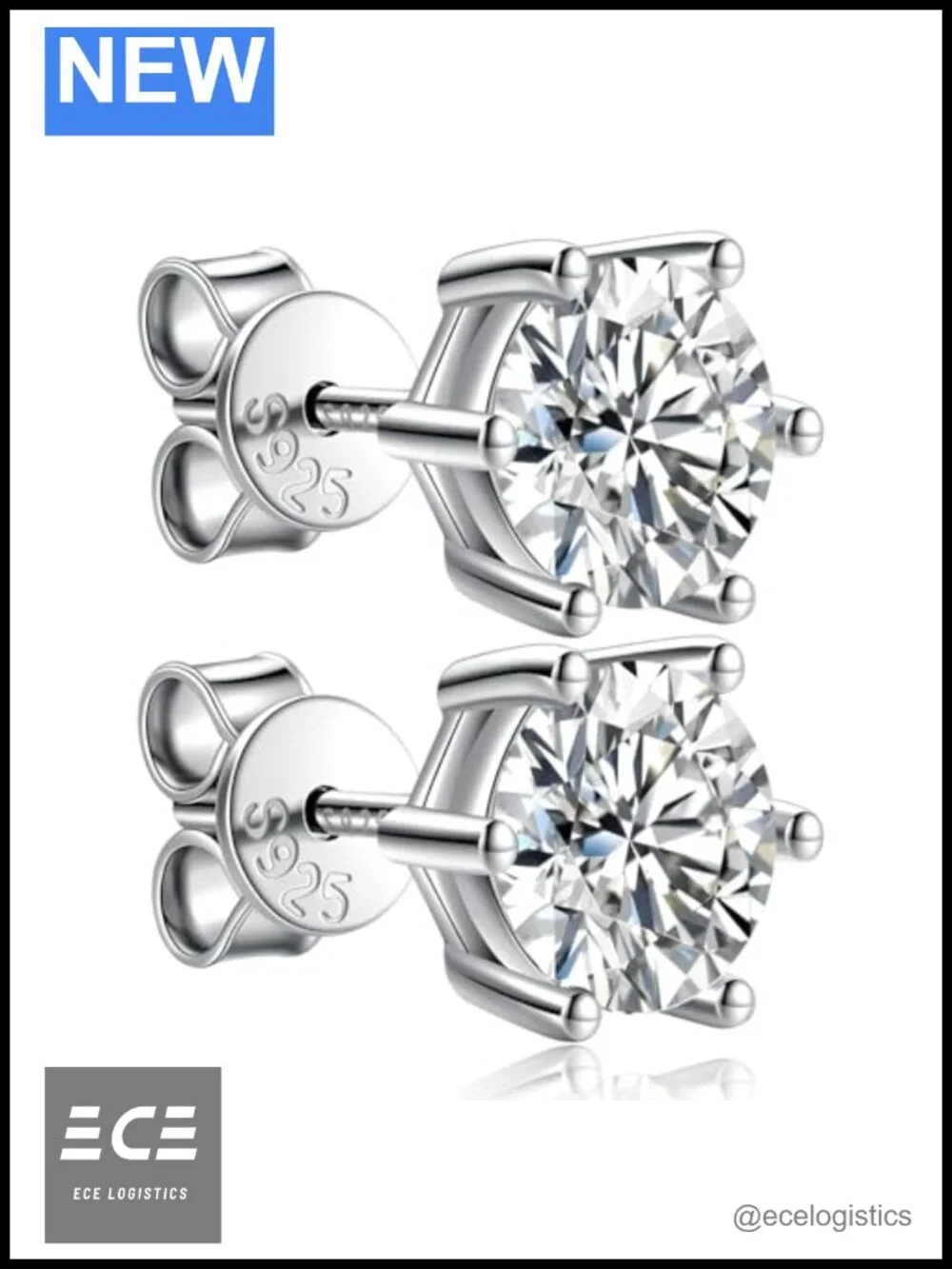 Diamond Heart Pendant Necklace Moissanite Stud Earrings Jewelry Gift Set 3